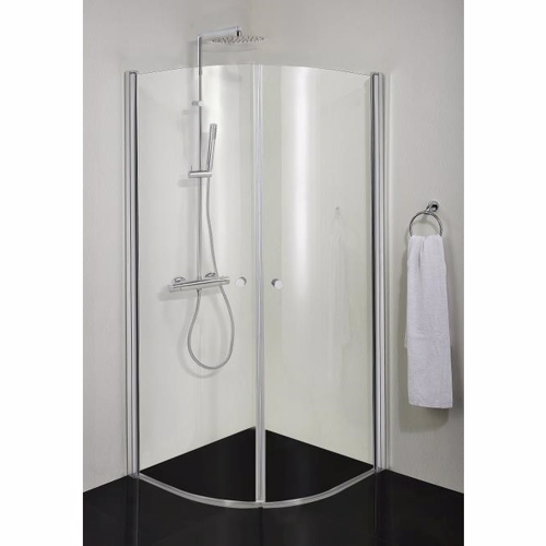 Buet hjørne - Cassøe SLIM - 785x785x1950mm - Klart Glas
