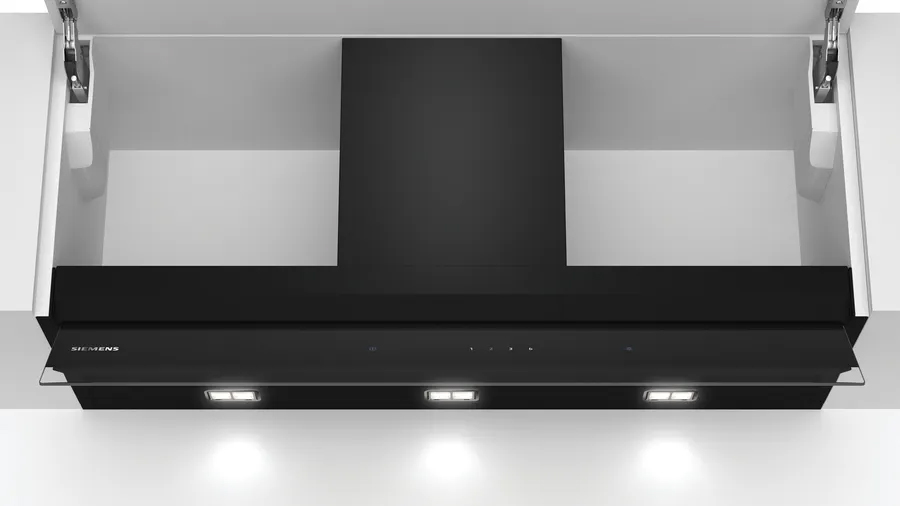 Integreret boksemhætte 90 cm Klart glas med sort tryk - Siemens iQ500 - LJ97BAM60