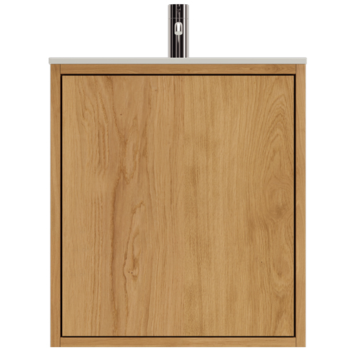 50 cm Naturolieret Just Wood Slim badmøbel med 1 låge og Solid Surface bordplade