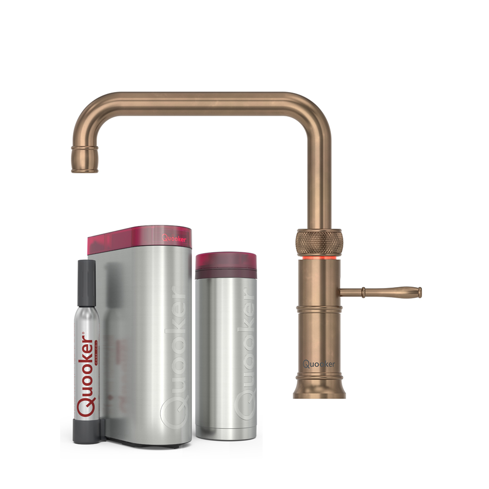Quooker Classic Fusion Square inkl. PRO3 & CUBE - Bruneret messing 