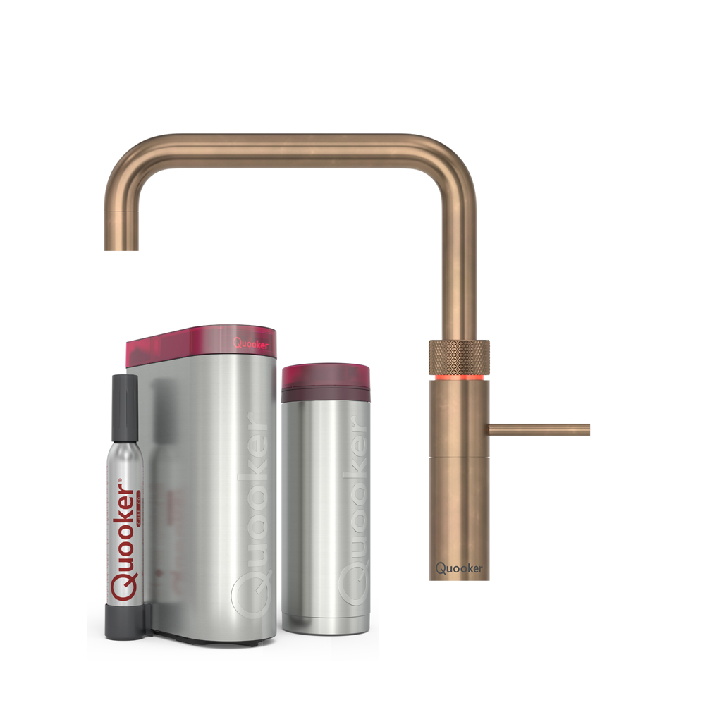Quooker Fusion Square inkl. PRO3 & CUBE - Bruneret Messing