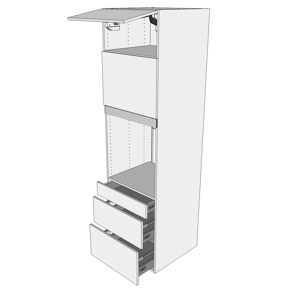 Multi-Living Ekstra højt indbygningsskab til ovn H: 214,4 cm D: 60,0 cm - 2 låger & 3 skuffer deludtræk/softluk
